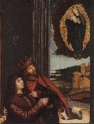 STRIGEL, Bernhard St Ladislas Presents Wladislav II and his Sons to the Virgin (detail)  wr oil on canvas